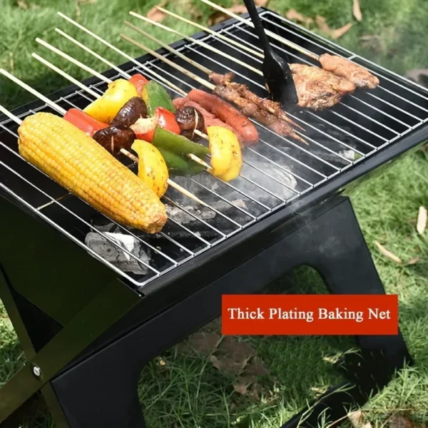 Faltbarer Holzkohlegrill, ultradünn, tragbar, Grill, leicht, einfacher Grill zum Kochen im Freien, Camping, Wandern 3