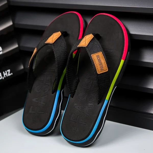Neue Sommer-Flip-Flops für Herren sind zu Hause bequem und zu tragen rutschfeste, fußschleppende Strand-Freizeithausschuhe mit weichem Boden 4