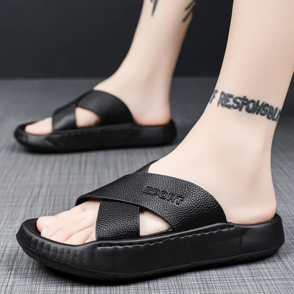 Trendige Herren-Hausschuhe, Sandalen, Strandschuhe, Sommer, offene Zehen, lässige Sandalen, Outdoor-Hausschuhe, weicher Boden, bequem, rutschfest 3