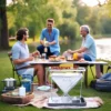 Zusammenklappbarer Feuergrill aus Edelstahl mit Holzverbrennung, Lagerfeuergrill mit Tragetasche für Camping im Hinterhof, im Freien 2