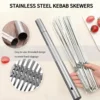 40 Stück Metallspieße aus Edelstahl 304, 13,5 Zoll flache Grill-Kebab-Sticks, robuste Kebabs mit Metall-Aufbewahrungsrohr zum Grillen 5