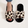 Herbst Winter Leopard Print Hausschuhe frauen Mode Plüsch Fell Rutschen Hause Flip-Flops Innen Warme EVA Anti Slip Wohnzimmer schuh 3