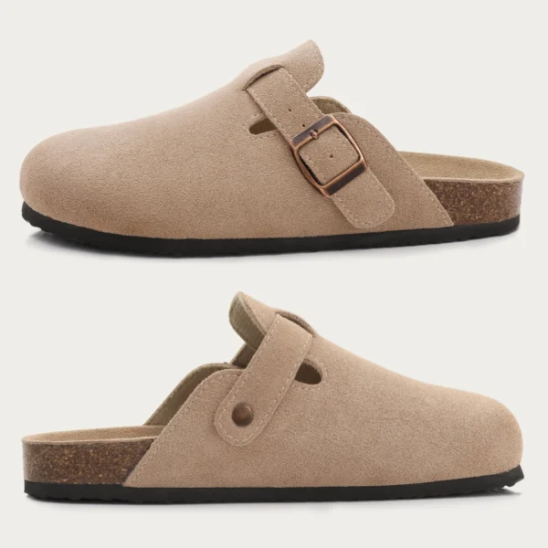 Shevalues Klassische Kork-Clogs-Hausschuhe für Damen und Herren, weiches Fußbett, Wildleder-Sandalen mit Fußgewölbeunterstützung, trendige Strand-Slides für Zuhause, Herren-Pantoletten 5