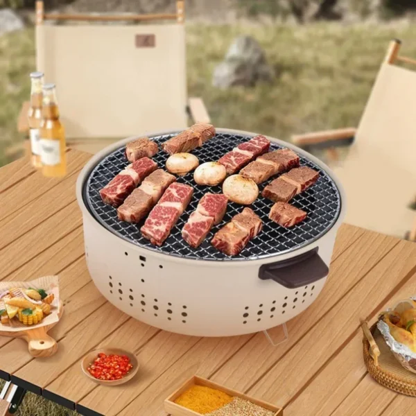 Multifunktionaler koreanischer Grill, tragbarer Holzkohleofen zum Kochen von Tee und Fleisch im Freien zu Hause 5