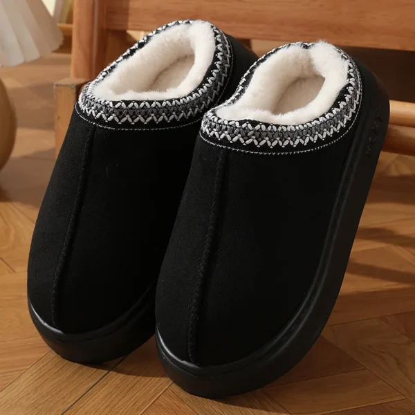 Neue Mode Flauschige Plattform Hausschuhe für Frauen 2024 Winter Plüsch Warme Baumwolle Schuhe Frau Komfort Rutschfeste Unisex Hause Hausschuhe 5