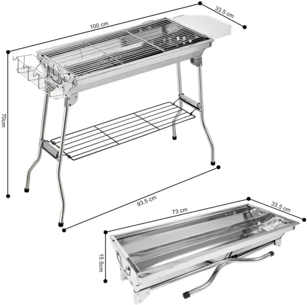 Holzkohlegrills Edelstahl Grill BBQ Werkzeuge Sets Kochutensilien Kit für Picknick Camping Party 3