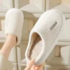 Paar Hausschuhe Indoor Streifen Flusen Memory Foam Fluffy Eva Anti-Rutsch Weiche Ferse Rutschfeste Plüsch Hausschuhe Damen Winter Hausschuhe 3
