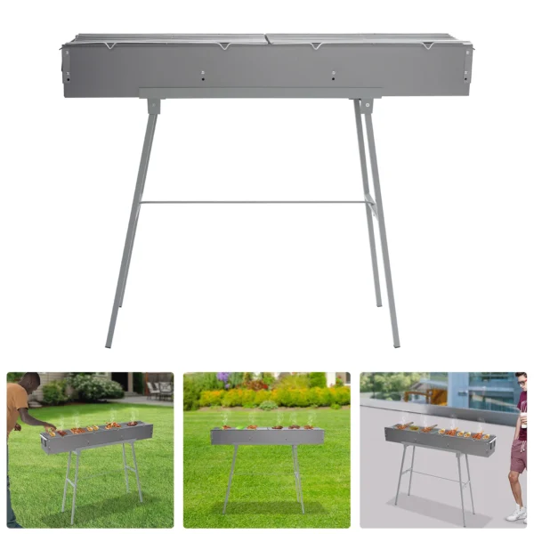 Tragbarer BBQ-Grill, zusammenklappbar, Camping-Grill, Holzkohlegrills 4