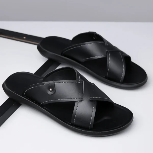Sommer Männer Klassische Retro Leichte Ein-linie Hausschuhe Männer Anti-slip Leder Casual Coole Hausschuhe mit Weichen Strand Urlaub schuhe 5