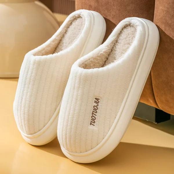 Paar Hausschuhe Indoor Streifen Flusen Memory Foam Fluffy Eva Anti-Rutsch Weiche Ferse Rutschfeste Plüsch Hausschuhe Damen Winter Hausschuhe