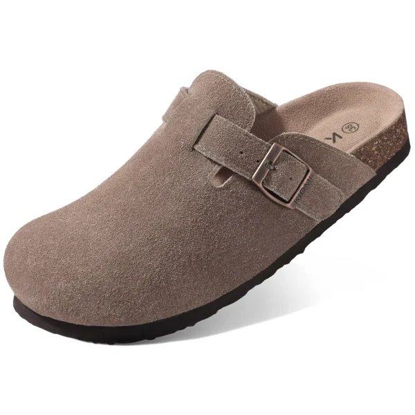 Comwarm Mode Herren Wildleder Pantoletten Hausschuhe Neue Frauen Clogs Kork Einlegesohle Sandalen Mit Fußgewölbeunterstützung Outdoor Strand Rutschen Hause Schuhe 2