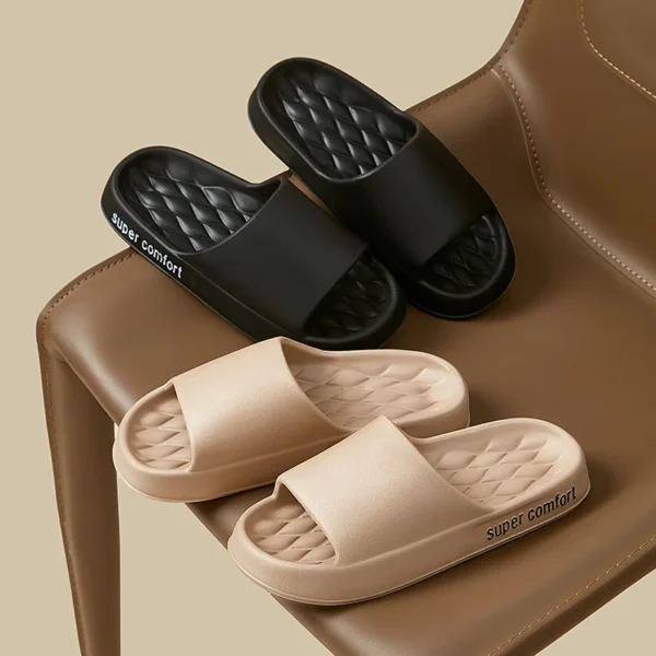 Dicke Plateau-Hausschuhe für Männer, Zuhause, weiche Sohle, Kissen, Rutschen, Sandalen, Damen, Sommer, Strand, rutschfeste Flip-Flops, Badezimmer-Slipper 5