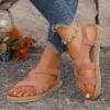 Die einfarbige Damenmode verfügt über trendige, rutschfeste, verschleißfeste, flache Sandalen mit weicher Sohle 4