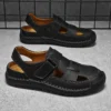 Neue Sommer Mode Männer Sandalen Atmungsaktive Männer Schuhe Leder Outdoor Männer Sandalen Gleitschutz Strand Sandalen Hohl Schuhe Schuhe 6
