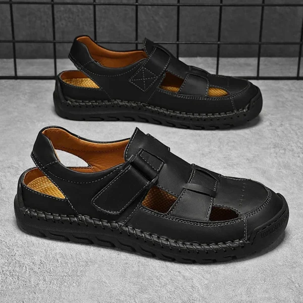 Neue Sommer Mode Männer Sandalen Atmungsaktive Männer Schuhe Leder Outdoor Männer Sandalen Gleitschutz Strand Sandalen Hohl Schuhe Schuhe 6
