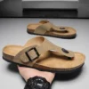 Kork-Hausschuhe für Herren, lässige Komfort-Sandalen, Sommer-Flip-Flop, Outdoor, rutschfeste Strandschuhe, modische Jugend, atmungsaktive Gezeiten-Hausschuhe 2