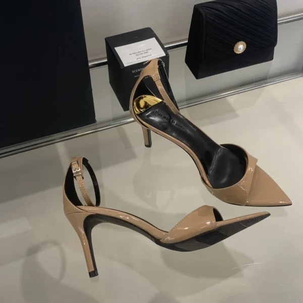 Sexy Spitzschuh Offene spitze Lackleder Schnalle Sommer Hochhackige Sandalen Damen Party Hochzeit Modeschuhe 3