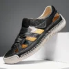 Mode Hohe Qualität Handgemachte Sommer Leder Sandalen Männer Atmungsaktive Aushöhlen Schuh Outdoor Weiche Sohle Männer Gleitschutz Strand Sandalen 2