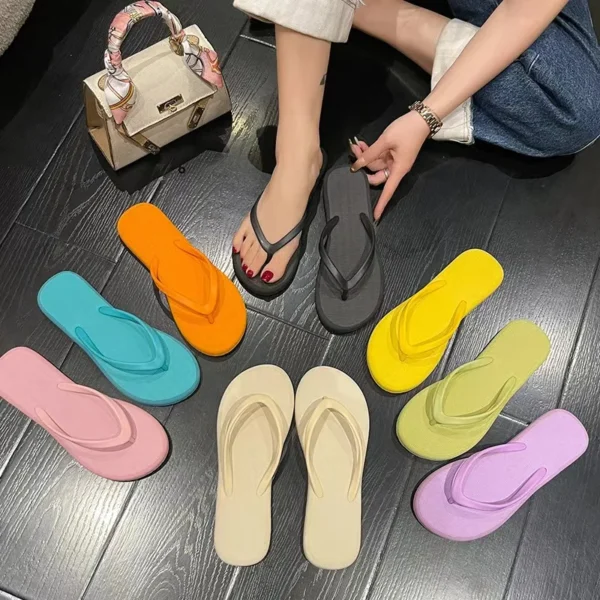 Einfarbig Nicht-slip Freizeit Paar Hausschuhe Frauen Sommer Strand Hausschuhe Outdoor Frauen Flip-Flops Atmungsaktive Strand sandalen frauen 3