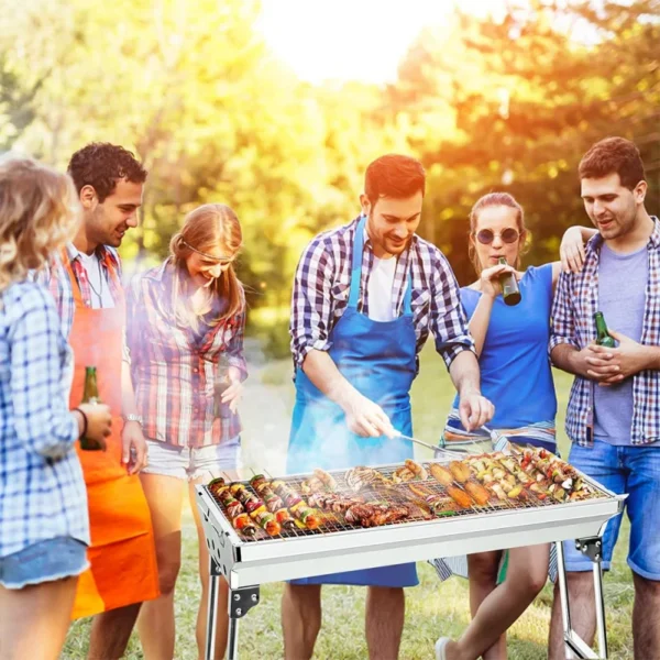 Klappbarer Grill Grill tragbarer Holzkohle grill im Freien Edelstahl Koch gitter Camping Picknick Grill werkzeug 2