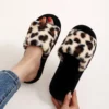 Herbst Winter Leopard Print Hausschuhe frauen Mode Plüsch Fell Rutschen Hause Flip-Flops Innen Warme EVA Anti Slip Wohnzimmer schuh