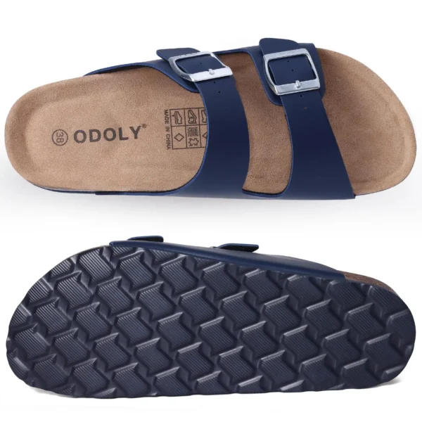 Kidmi Herren-Sandalen mit Korkfußbett, Slip-On-Sandalen, Damen-Kork-Sandalen, rutschfeste Strandsandalen, weiblich, verstellbare Schnallen-Slides 6