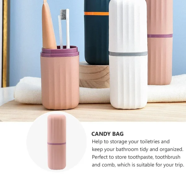 2Pcs Reise Waschen Tasse Zahnbürste Fall Bad Lieferungen Lagerung Box für Zahnpasta Zahnbürste Kamm Tragbare Leichte Langlebig 3