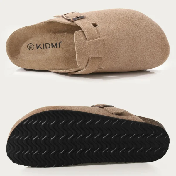 Crestar Cork Wildleder Pantoletten Hausschuhe für Damen Mode Herren Clogs Schuhe Klassische rutschfeste Outdoor-Hausschuhe aus Kork mit Fußgewölbeunterstützung 6