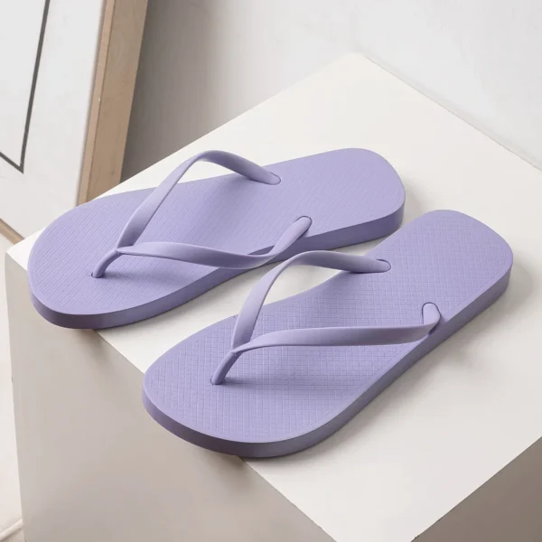 PVC-Flip-Flops für Damen, Sommer, runder Kopf, Strand-Flip-Flops, rutschfest, bequem, weich, für drinnen und draußen 4