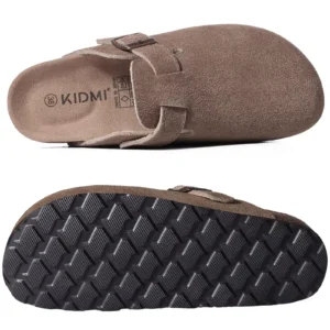 Comwarm Mode Herren Wildleder Pantoletten Hausschuhe Neue Frauen Clogs Kork Einlegesohle Sandalen Mit Fußgewölbeunterstützung Outdoor Strand Rutschen Hause Schuhe