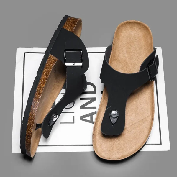 Lässige Flip-Flops für Herren aus gefrostetem Kork, bequeme, erfrischende Sommer-Outdoor-Strandschuhe, modische, atmungsaktive Sandalen für Jugendliche 2
