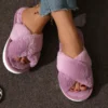 Mode Cross Strap Fell Hausschuhe Frauen Innen Licht Warme Plüsch Hause Hausschuhe Frau Faux Pelz Flache Ferse Paar Rutschen Plus Größe 43 6