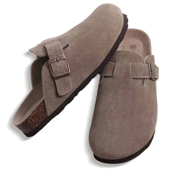 Comwarm Mode Herren Wildleder Pantoletten Hausschuhe Neue Frauen Clogs Kork Einlegesohle Sandalen Mit Fußgewölbeunterstützung Outdoor Strand Rutschen Hause Schuhe 5