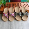 Leinenpantoffeln für Damen im Sommer, für den Innenbereich, Paar, rutschfest, mit dicken Sohlen, coole Hausschuhe für Herren im Sommer 4