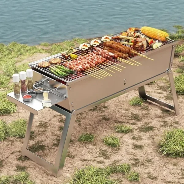 Haushalts klapp kohle Grill ofen tragbarer Outdoor-Camping kocher Edelstahl-Grill Grill Camping Grill ausrüstung 2