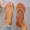 Mode Perlen Strand Flip-Flops für Frauen 2025, Sommer Clip Toe Flache Rutschen Sandalen Frau Bequeme rutschfeste Outdoor-Hausschuhe 6