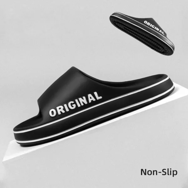 Feslishoet Frauen Brief Hausschuhe Strand Rutschen Einfarbig Herren Dicke Sohle Indoor Badezimmer Anti Slip Schuhe Sommer Paar Sandalen 3