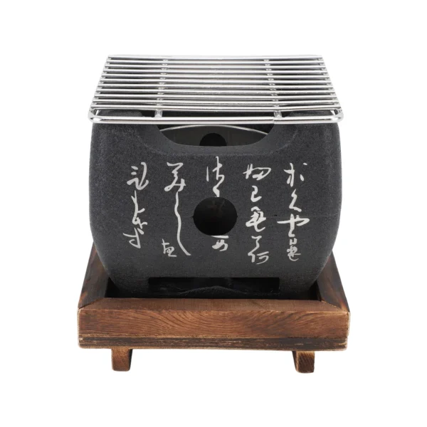 Tragbarer BBQ-Holzkohlegrill aus Aluminiumlegierung, japanisches Skript, Lebensmittel, Holzkohleofen, Kochen im Freien, Camping, Picknick, Strand 2