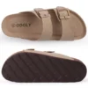 Shevalues Herren-Sandalen aus klassischem Leder, modische doppelte Outdoor-Strandschuhe, bequeme Unisex-Hausschuhe mit Korkfußbett und Fußgewölbeunterstützung 5