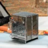 Tragbarer Mini-Grill aus Edelstahl – faltbarer Holzkohle- und Holzofen für Camping, Kochen und Heizen im Freien, kompaktes Design