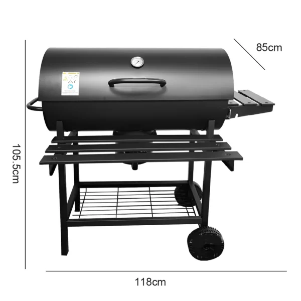 BBQ Grill Outdoor Holzkohlegrill mit Thermometer Grillofen mit Rädern Camping Picknick Grillwerkzeug 6
