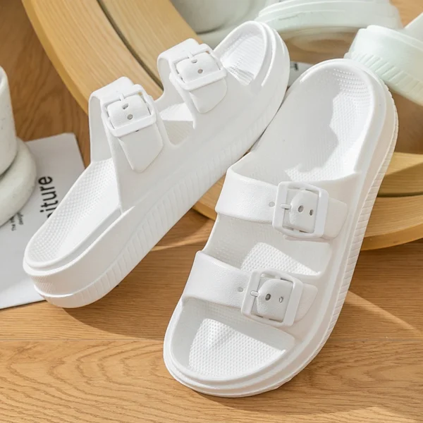 Dicke Plattform Wolke Hausschuhe Frauen Doppel Schnalle Weiche Sohle Kissen Rutschen Sandalen Frau Sommer Strand Rutschfeste Flip-Flops 6
