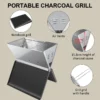 Klappgrill Holzkohle Campinggrill Edelstahl Laptopgrill Tischgrill BBQ Grills für Gartenbars Camping im Freien 2