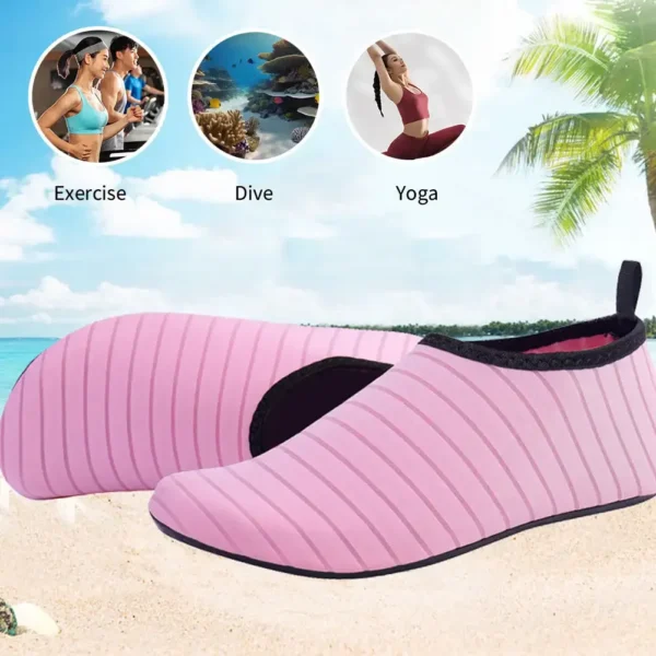 Schnell trocknende Wasserschuhe, Gummisohle, Tauchschuhe, Unisex, Strand, Schwimmen, Tauchsocken, rutschfest, zum Surfen am Meer, für Erwachsene und Kinder 4