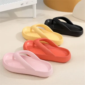 Weiche Sohle Plattform Flip-Flops Frauen 2025, Sommer Strand, rutschfeste Wolke Hausschuhe Frau dicke Sohle Clip Toe Badezimmer Rutschen Sandalen