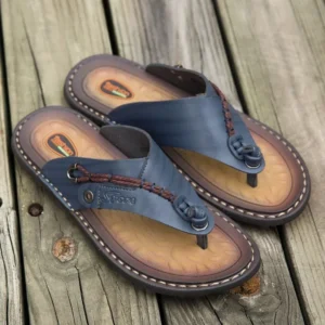 2023 neue Sommer hand gefertigte Leder pantoffeln trend ige Mode Herren Flip-Flops im Freien atmungsaktive bequeme Männer und einfache Sandalen