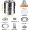 Edelstahl-Wickel grill Holzkohle grill rauchfreier Grill Koch rost tragbarer Camping ofen Haushalts grill werkzeuge 3
