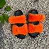 Damen-Sandalen, Sommer 2025, Hausschuhe, weiche Hausschuhe aus Kunstnerzfell, Schleife, flache Slides, rutschfeste Designer-Schuhe, Damen-Flip-Flops 2