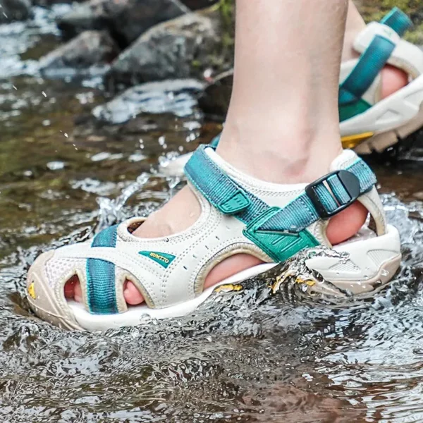 HUMTTO Sommer Wanderschuhe Outdoor Sandalen für Frauen Atmungsaktive Wasser Strand Damen Sandalen Camping Klettern Aqua Sneaker HT-9602 2