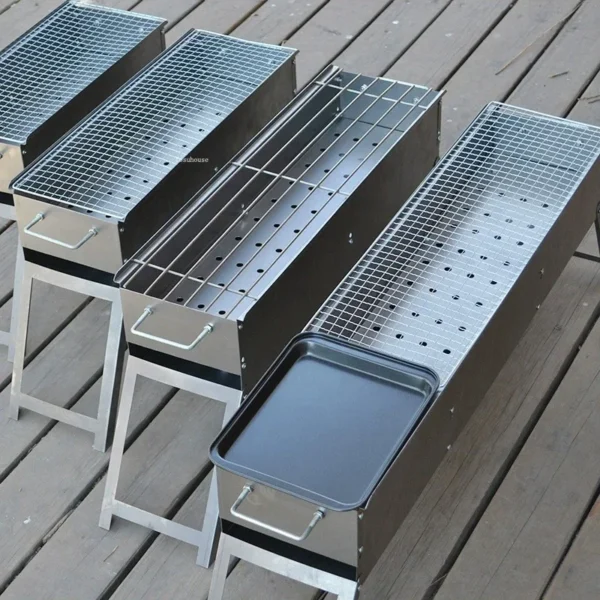 Moderne Stahl BBQ Grills Klapp Tragbare Grill Herd Verdickt Outdoor Barbecue Grill Hause Hof Brazier Camping Liefert 3